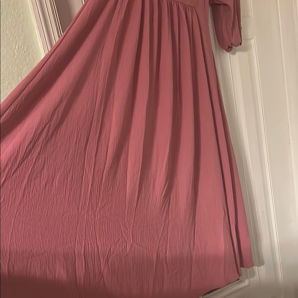 Nursing Queen Pink Smocked Sundress with V-Neck Bishop Sleeves - Picture 7 of 8